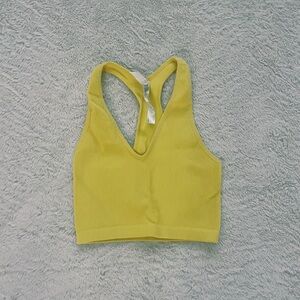 Free People Movement Yellow Ribbed Crop Top